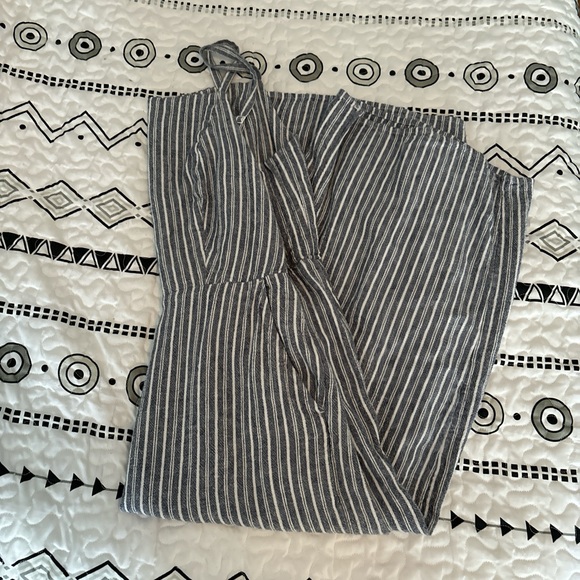 Old Navy Medium Blue and White striped romper - Picture 3 of 5